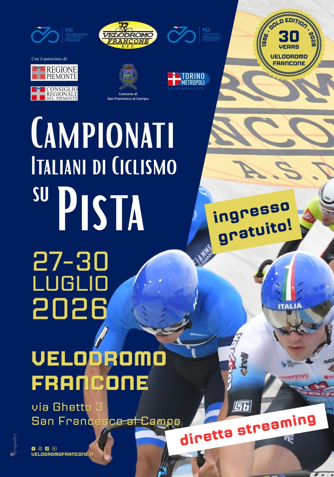 CAMPIONATI ITALIANI ASSOLUTI DI CICLISMO SU PISTA 2026